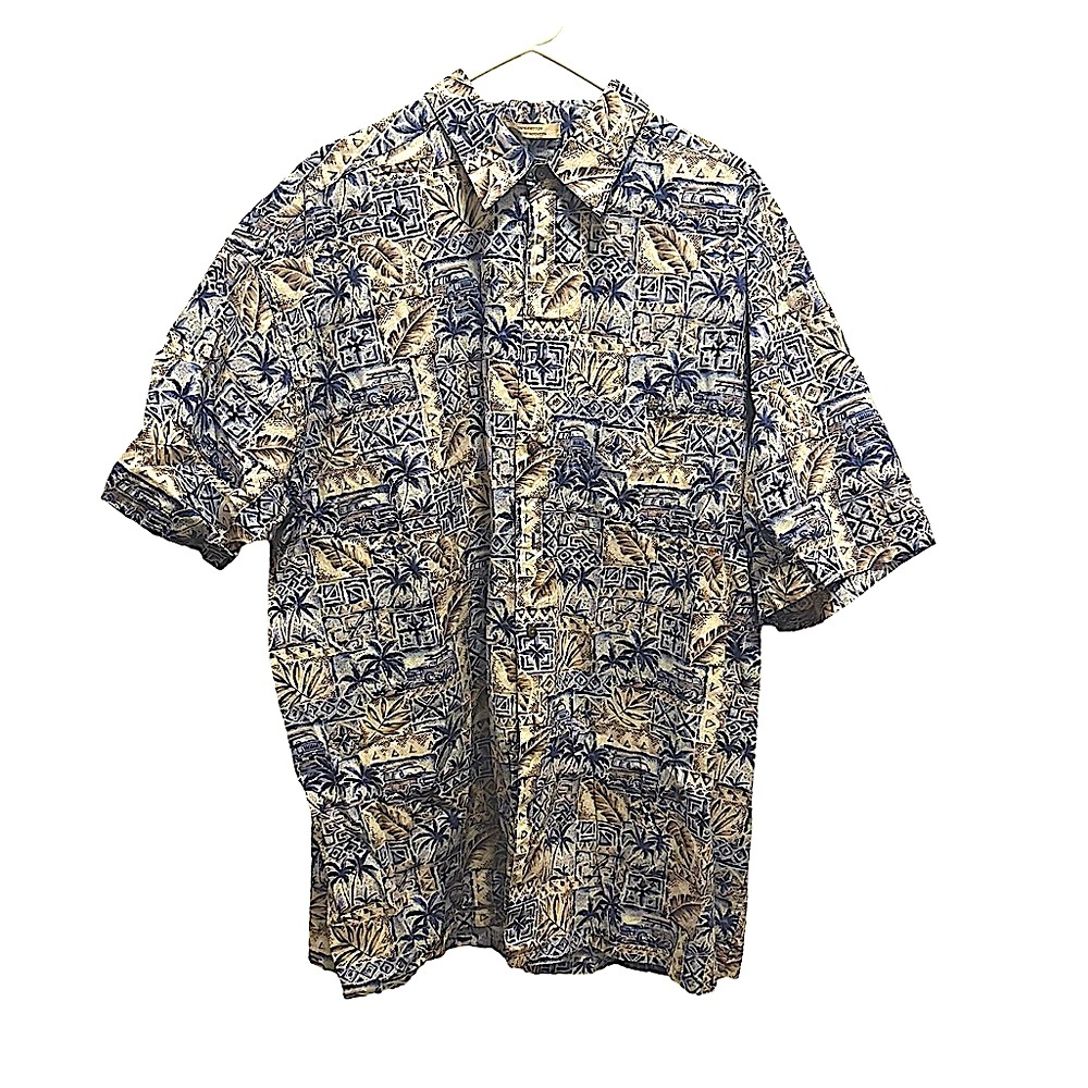 Men’s Big & Tall Campia Moda Crazy Cruise Shirt Fun Blue Brown Pattern Size 2XLT
